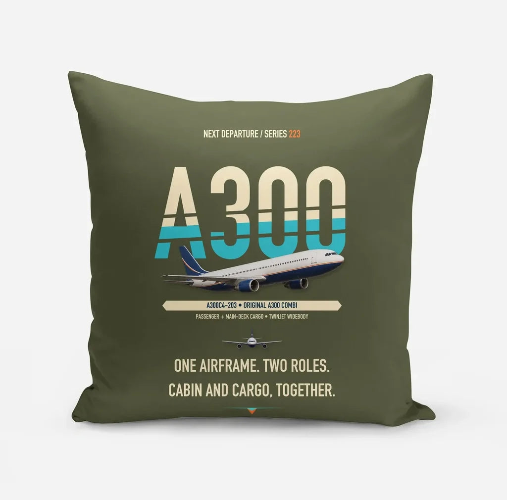 Airbus A300C4-203 design on green army pillow