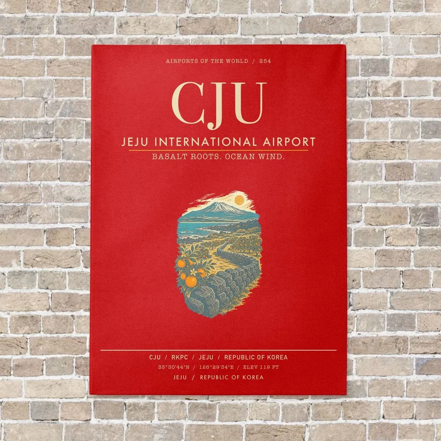 Jeju International Airport CJU - Canvas Framed - Red