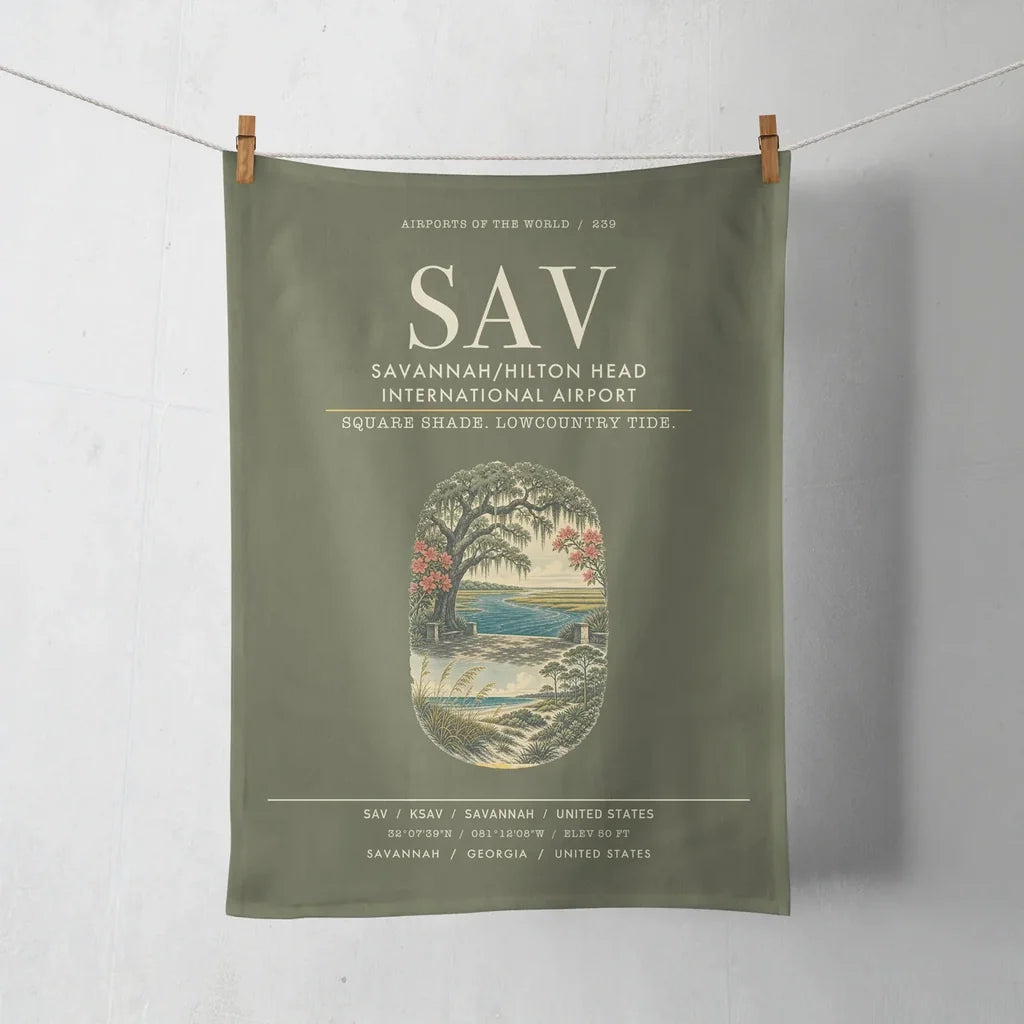 Savannah-Hilton Head International Airport (SAV) design on green army towel