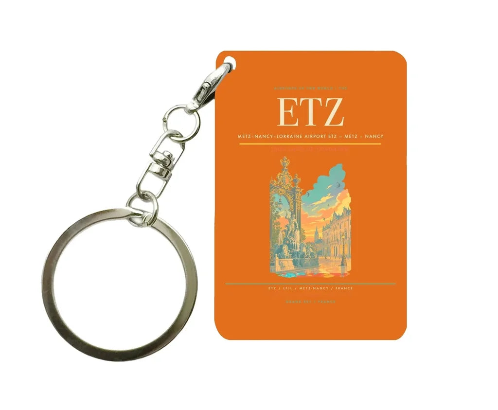 Metz–Nancy–Lorraine Airport (ETZ) design on orange key chain