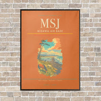 Thumbnail for Misawa Air Base MSJ vertical canvas print - framed - orange background
