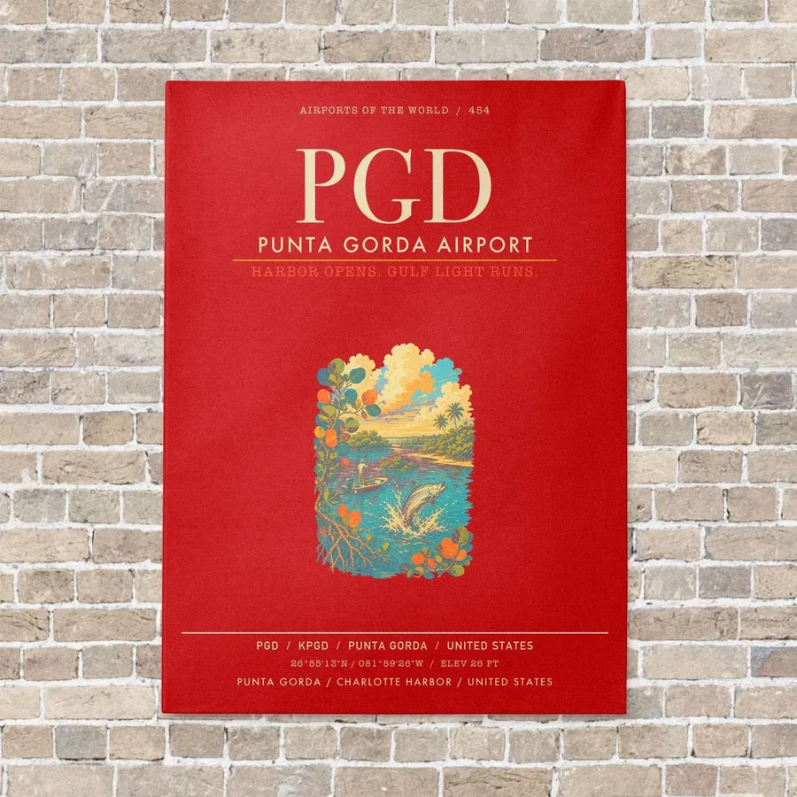 Punta Gorda Airport PGD - Canvas Framed - Red
