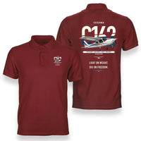 Thumbnail for Cessna 162 Skycatcher design on red double-side polo t-shirt, double-side print