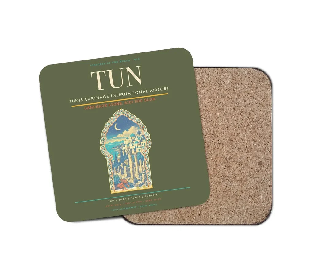 Tunis-Carthage International Airport (TUN) design on green army 1 piece coaster