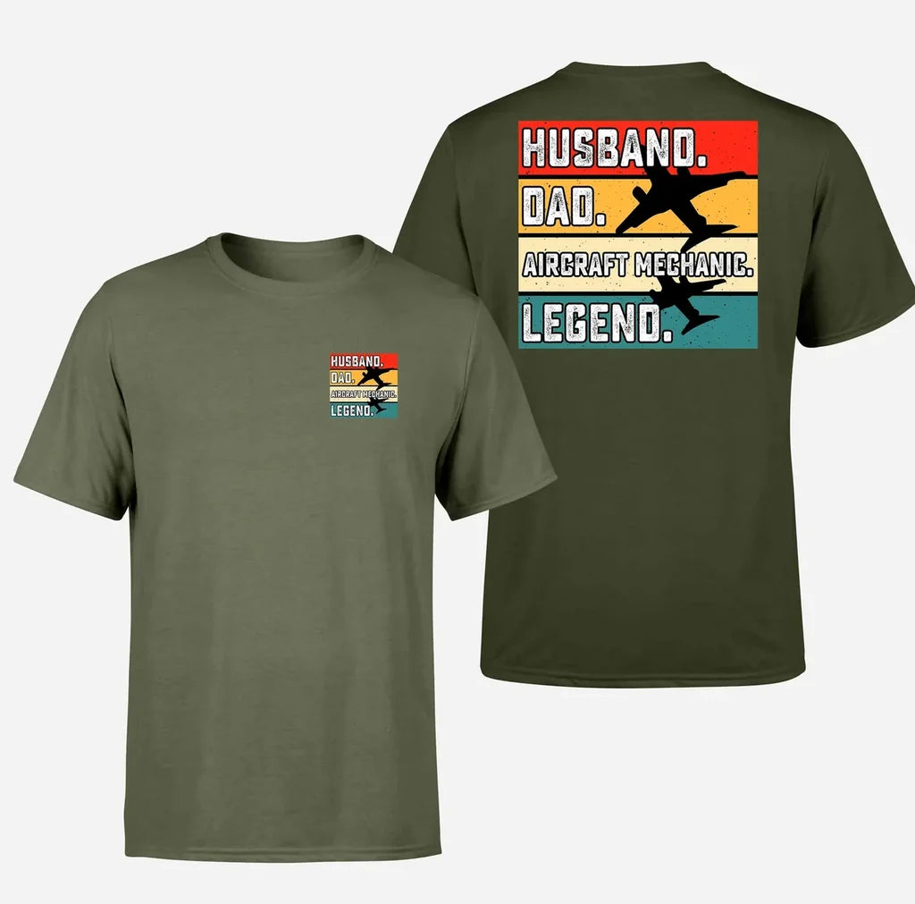 Husband & Dad & Aircraft Mechanic & Legend Designed Double-Side T-Shirts - view 14