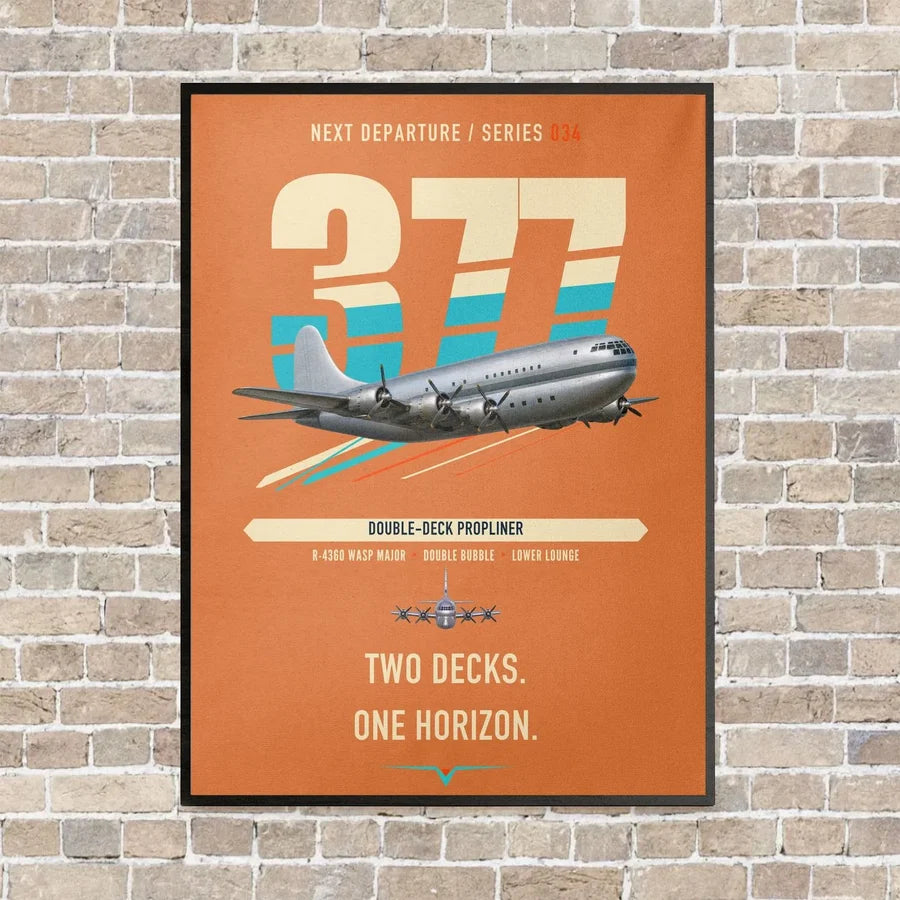 Boeing 377 Stratocruiser vertical canvas print - framed - orange background