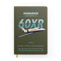 Thumbnail for Bombardier Learjet 60XR design on green army notebook