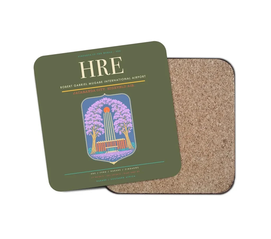 Robert Gabriel Mugabe International Airport (HRE) design on green army 1 piece coaster