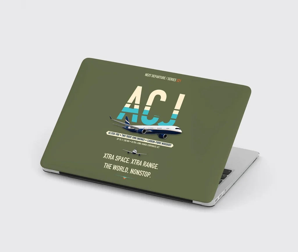 Airbus ACJ350 / exact ACJ350-900 design on green army MacBook case