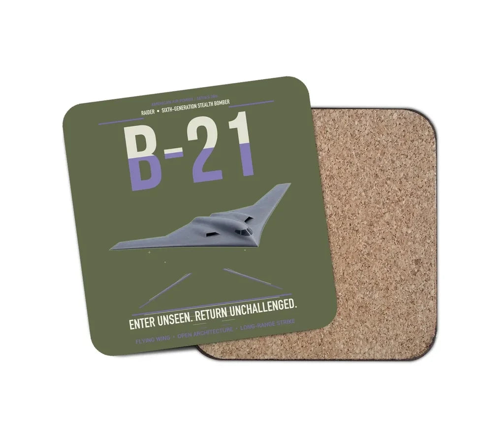 B-21 Raider design on green army 1 piece coaster