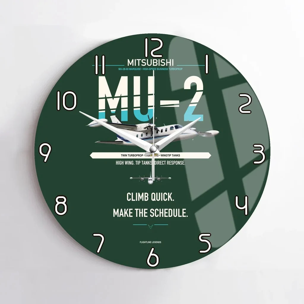 Mitsubishi MU-2B-60 Marquise design on dark green no frame wall clock