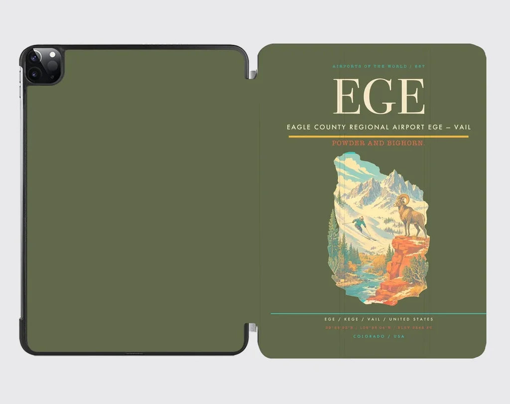 Eagle County Regional Airport (EGE) design on green army ipad tablet case