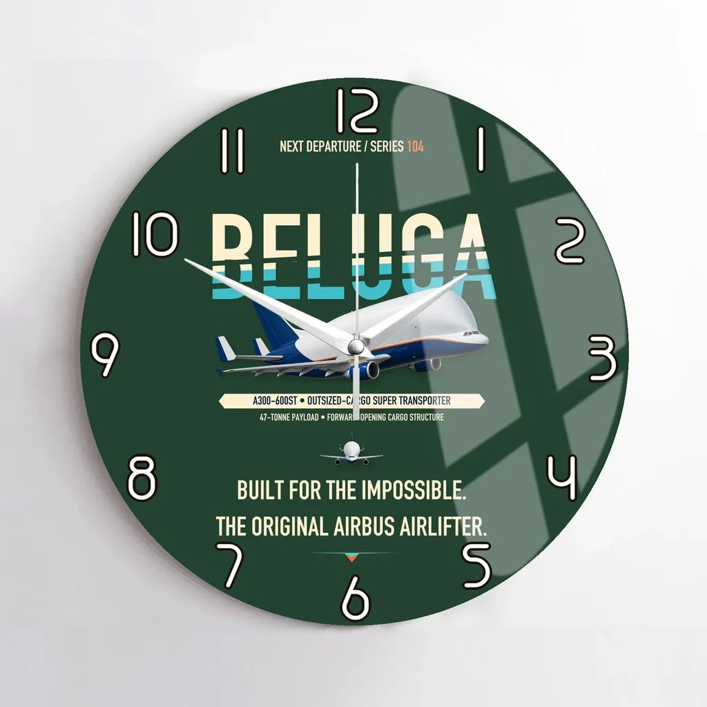 Airbus A300-600ST BelugaST design on dark green no frame wall clock
