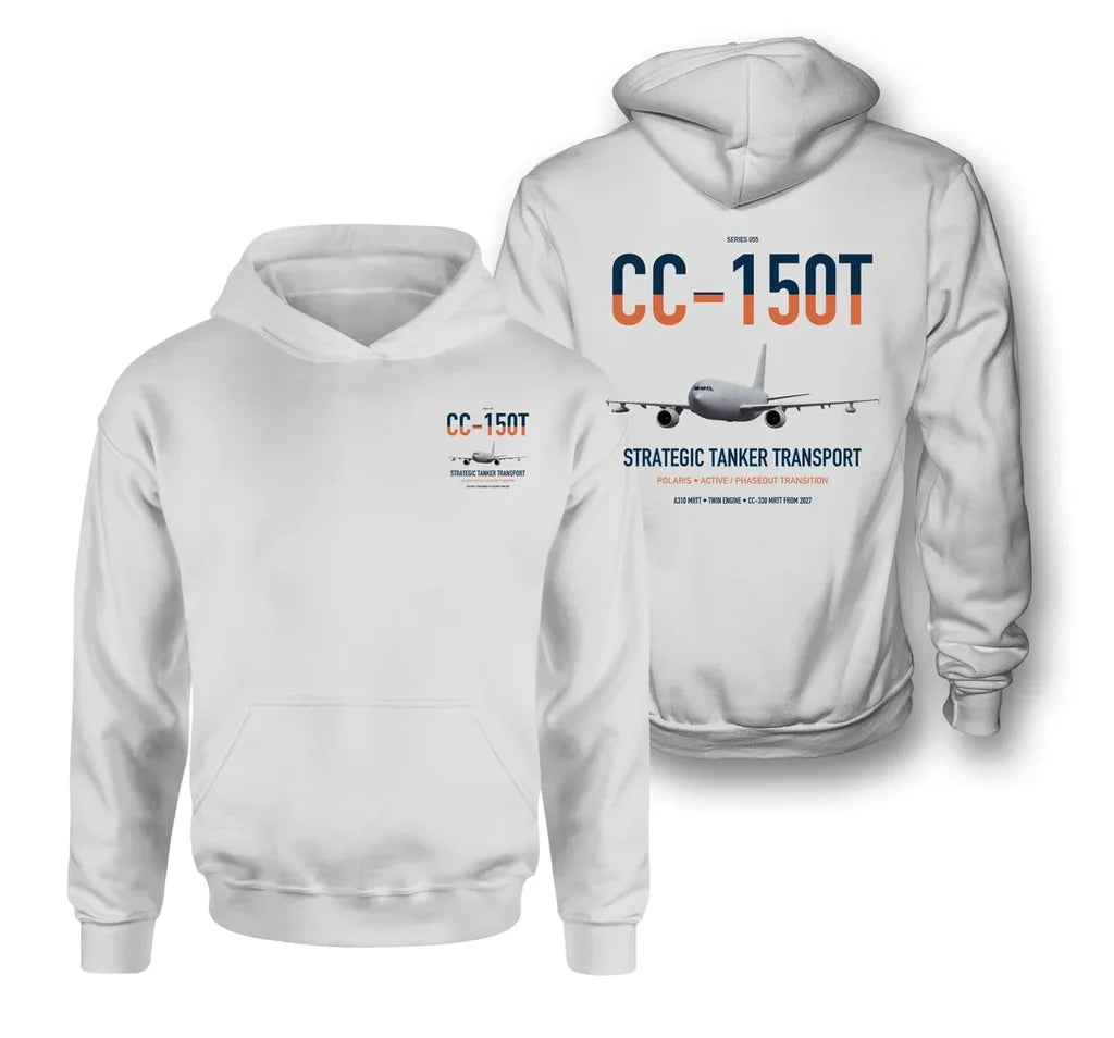 Airbus CC-150T Polaris design on white double-side hoodie, double-side print