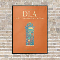 Thumbnail for Douala International Airport DLA vertical canvas print - framed - orange background