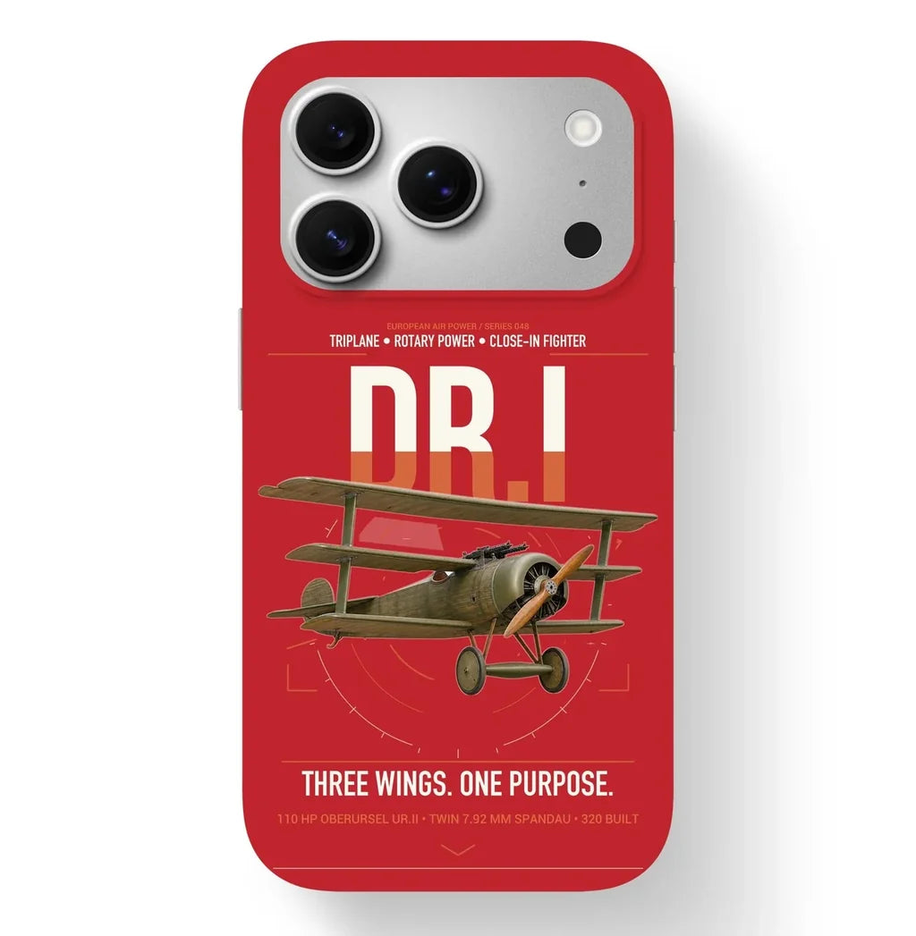 Fokker Dr.I design on red magsafe iphone case, for iPhone 17 Pro