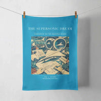 Thumbnail for VINTAGE G4128 - The Supersonic Dream - Designed Towels design on turquoise