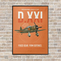 Thumbnail for Fokker D.XXI — Dutch LVA aircraft 221 vertical canvas print - framed - orange background