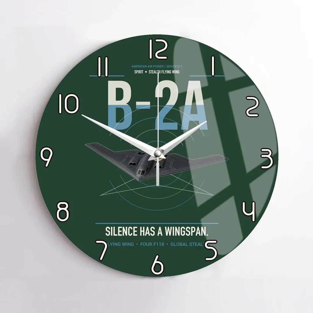 B-2A Spirit design on dark green no frame wall clock