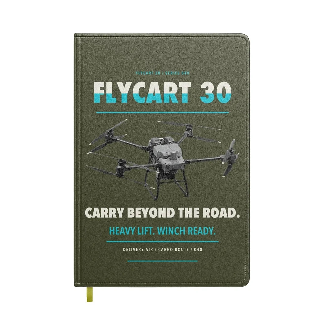 DJI FlyCart 30 design on green army notebook