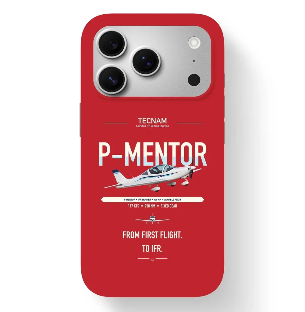 Tecnam P-Mentor design on red magsafe iphone case, for iPhone 17 Pro