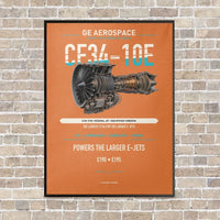 Thumbnail for CF34-10E vertical canvas print - framed - orange background