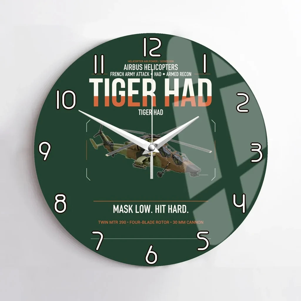 Airbus Helicopters Tiger HAD design on dark green no frame wall clock