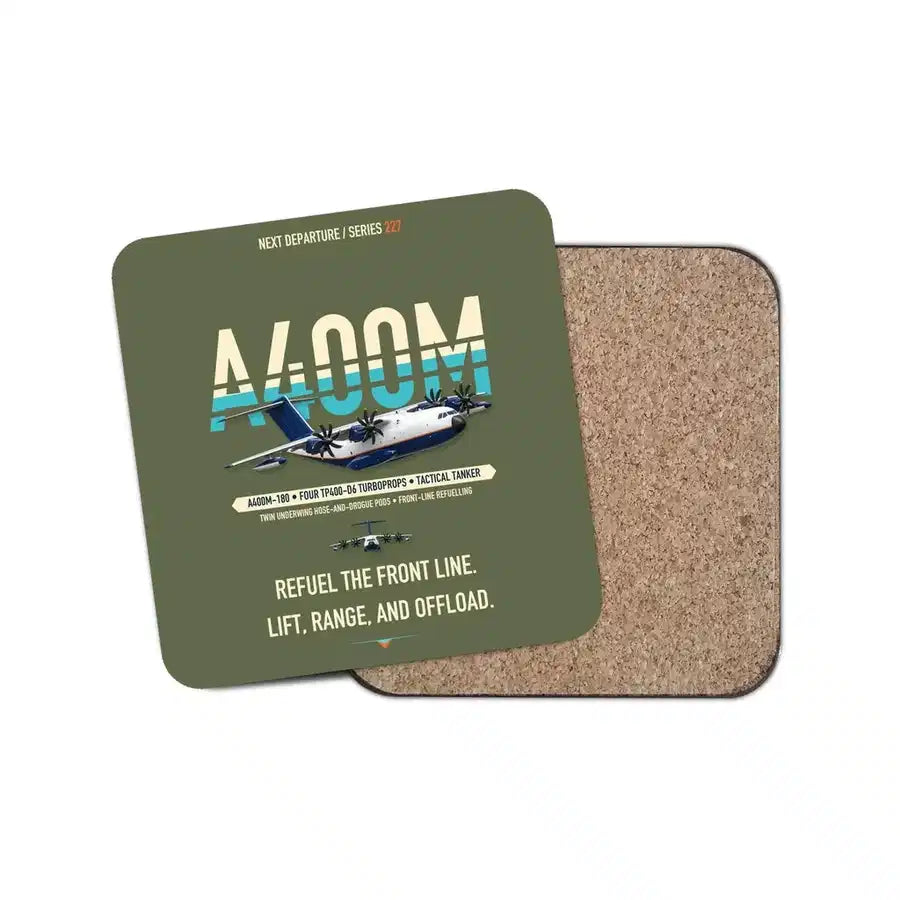 Airbus A400M Aerial Tanker design on green army 1 piece coaster