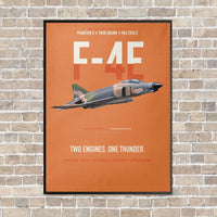 Thumbnail for F-4E Phantom II Two Engines One Thunder vertical canvas print - framed - orange background