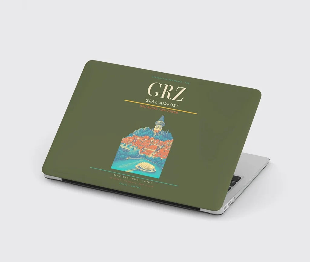 Graz Airport (GRZ) design on green army MacBook case