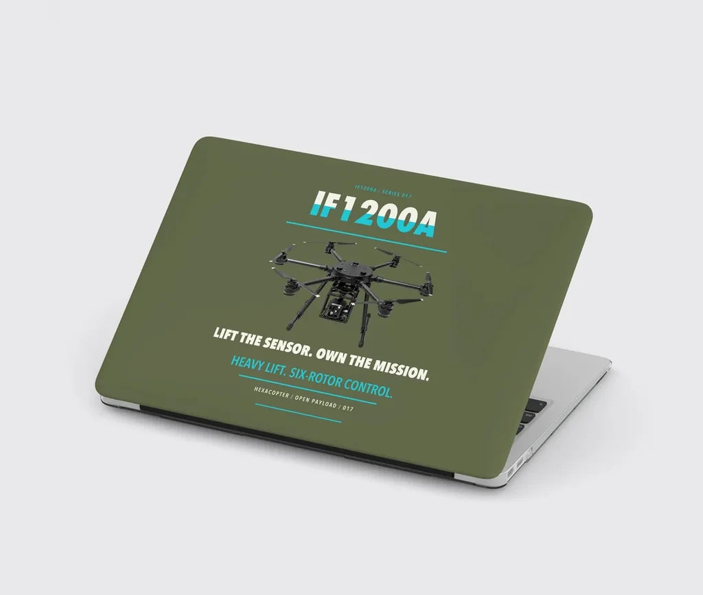 Inspired Flight IF1200A design on green army MacBook case