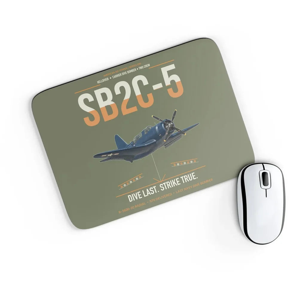 SB2C-5 Helldiver design on green army rectangle mouse pad