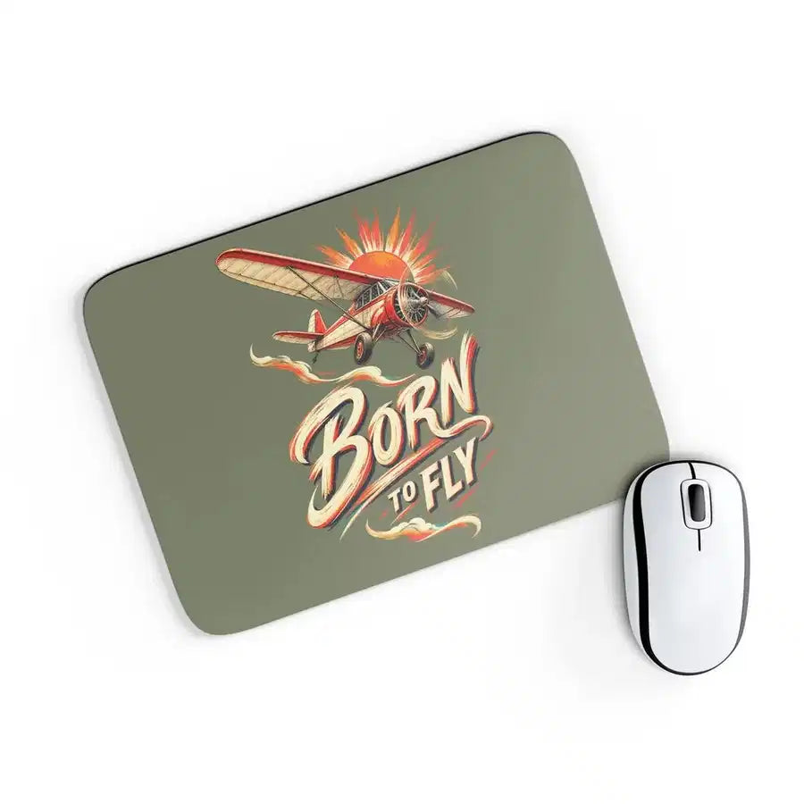 Born To Fly V2 design on green army rectangle mouse pad