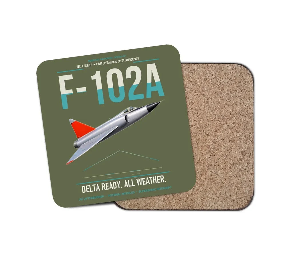F-102A Delta Dagger design on green army 1 piece coaster