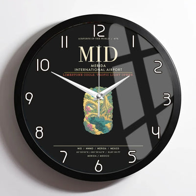 Merida International Airport MID Wall-Clock Framed - Black