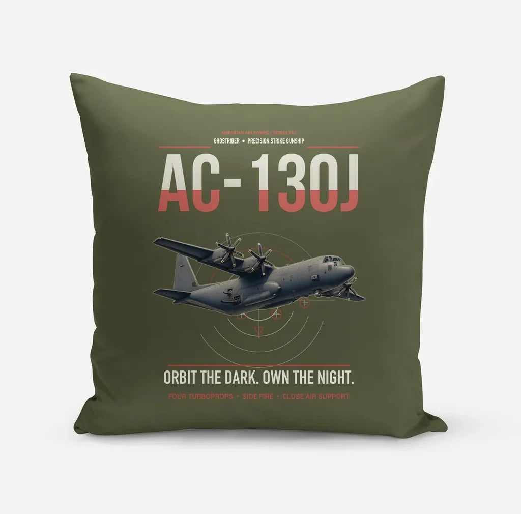 AC-130J Ghostrider design on green army pillow