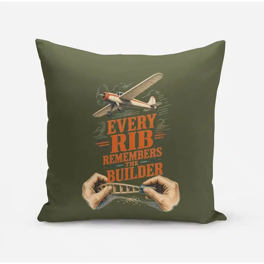 Every Rib Remembers The Builder design on green army pillow