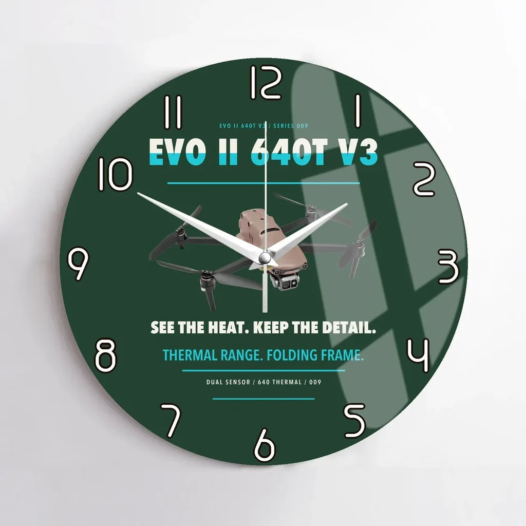 Autel EVO II Dual 640T V3 design on dark green no frame wall clock