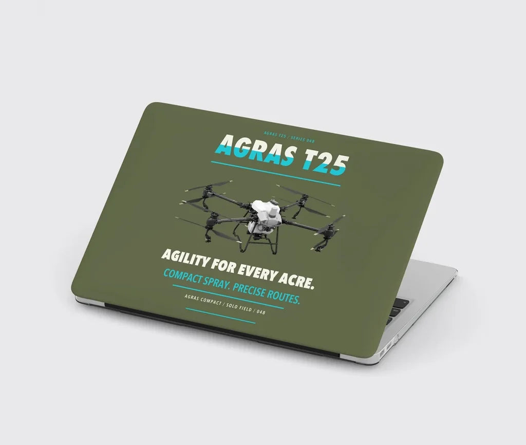 DJI Agras T25 design on green army MacBook case