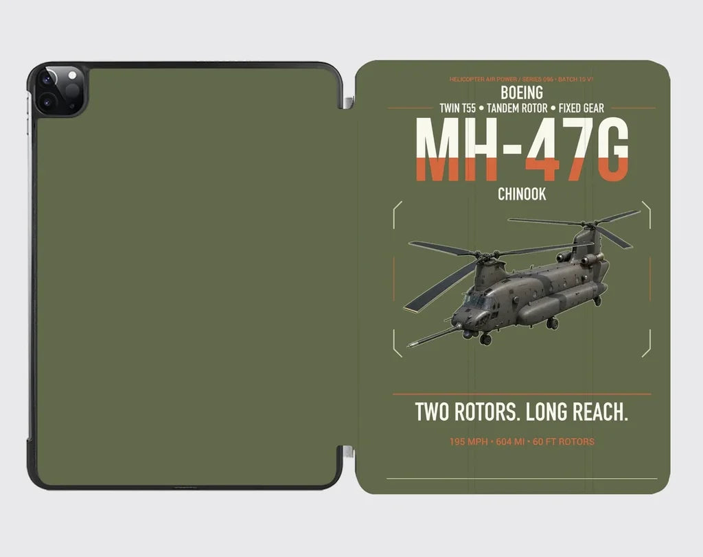 Boeing MH-47G Chinook design on green army ipad tablet case