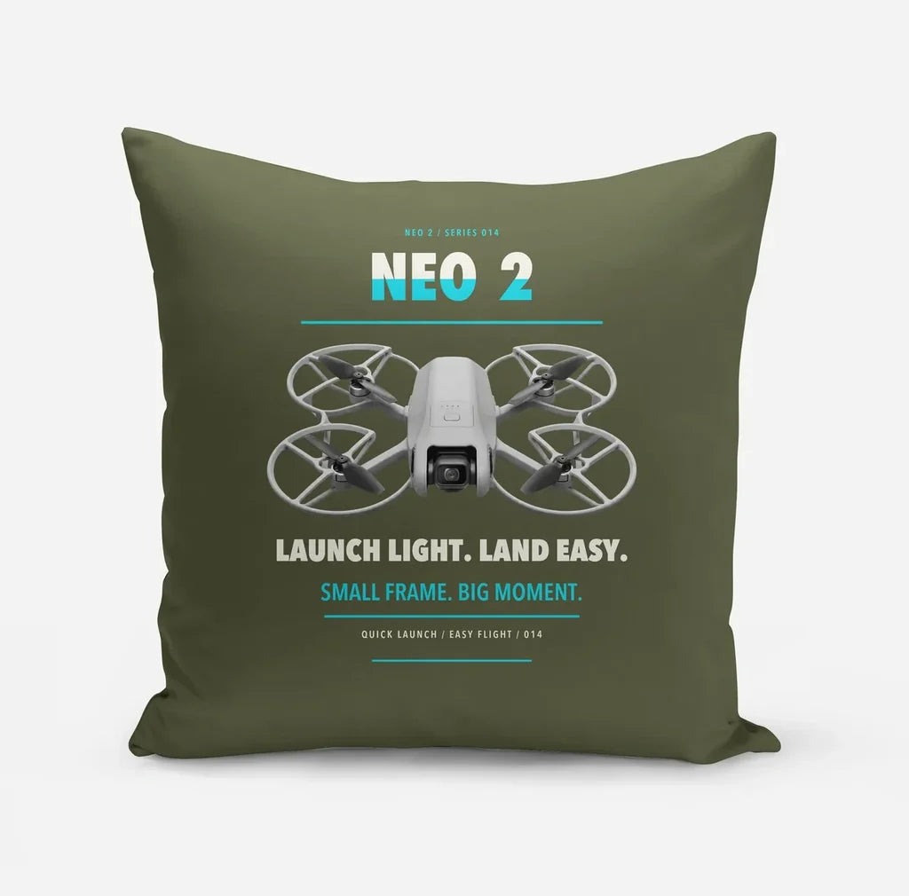 DJI Neo 2 design on green army pillow