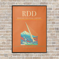 Thumbnail for Redding Regional Airport RDD vertical canvas print - framed - orange background