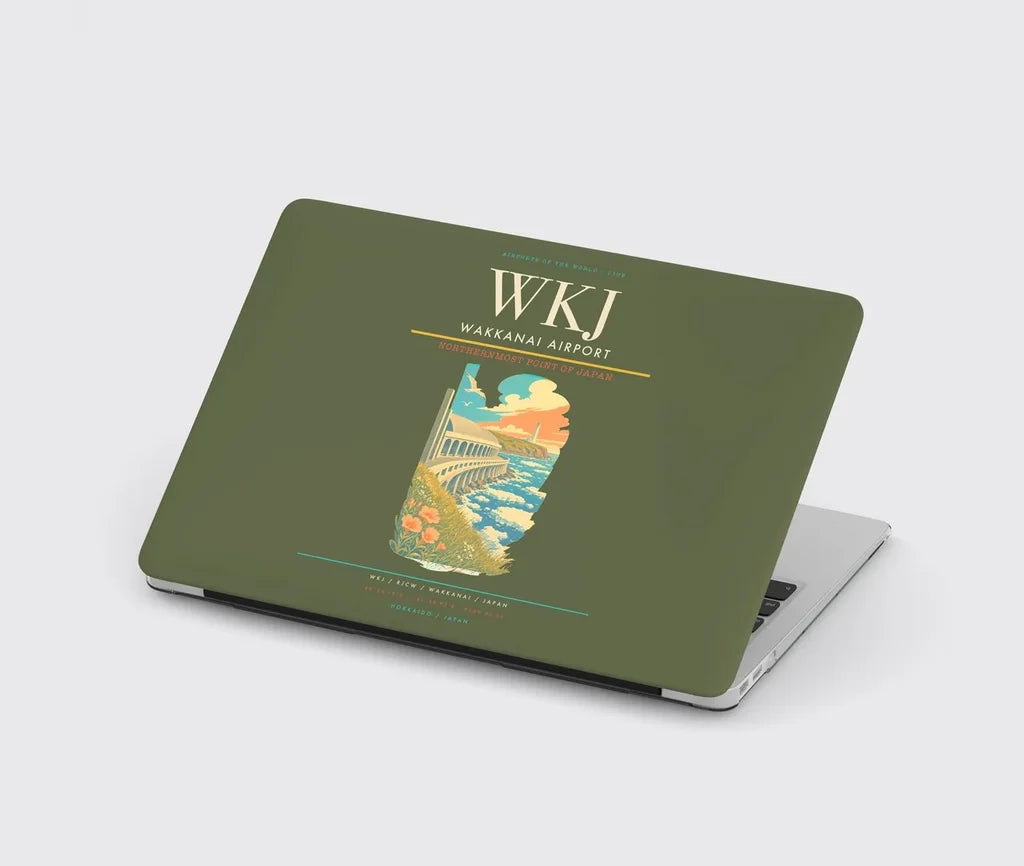 Wakkanai Airport (WKJ) design on green army MacBook case
