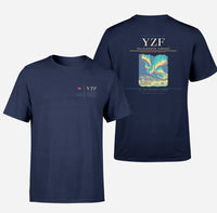 Thumbnail for Yellowknife Airport (YZF) design printed on navy blue double-side t-shirt