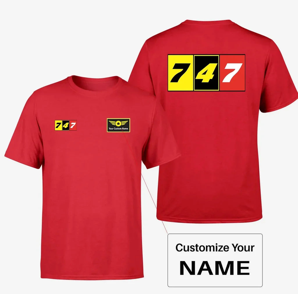 Flat Colourful 747 Designed Double-Side T-Shirts - view 14