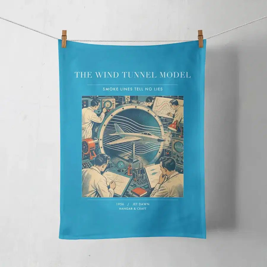 VINTAGE G4174 - The Wind Tunnel Model - Designed Towels design on turquoise