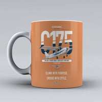 Thumbnail for Cessna 175 Skylark design on orange ceramic mug, double-side print