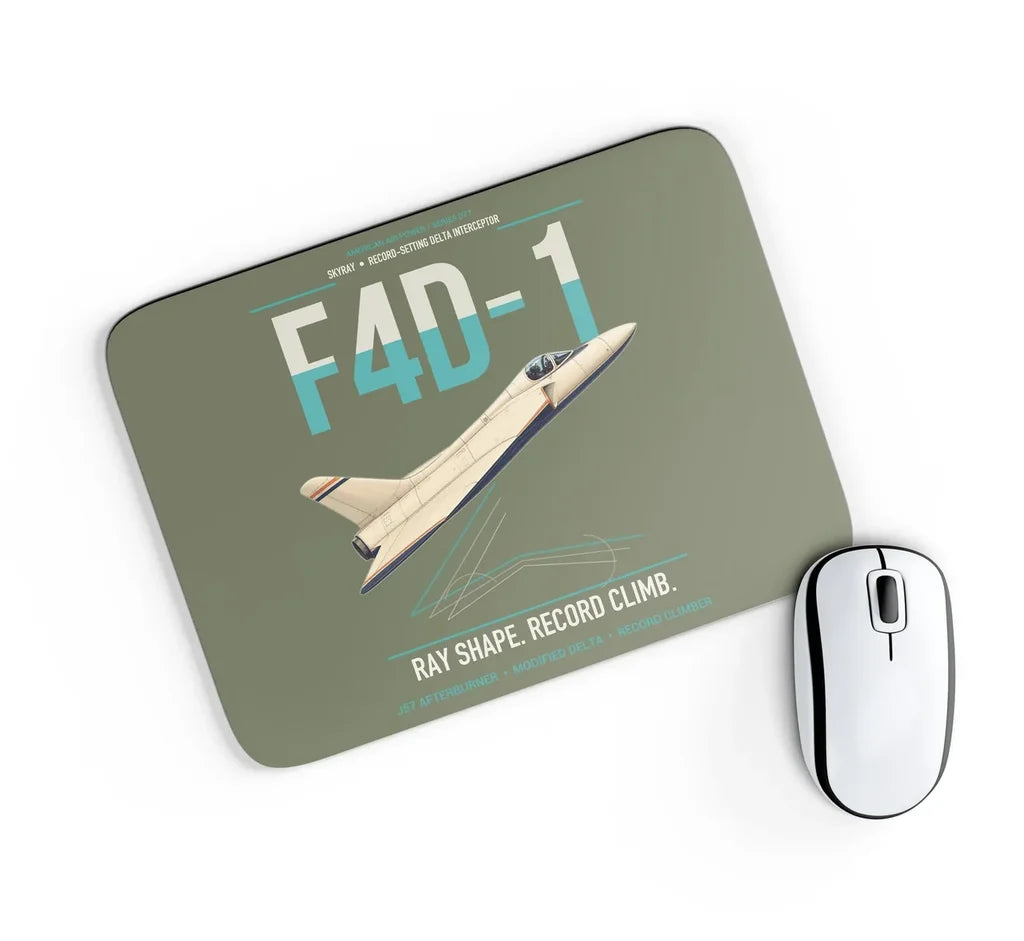 F4D-1 Skyray design on green army rectangle mouse pad