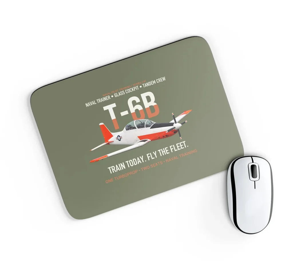 T-6B Texan II Naval Aviator Training design on green army rectangle mouse pad