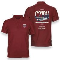 Thumbnail for Cessna T210N Centurion design on red double-side polo t-shirt, double-side print